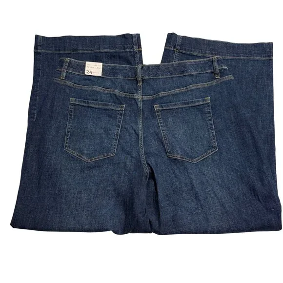 NWT Lane Bryant Signature Fit Wide Leg Womens Plus Sz 24 Dark Wash Denim Jeans - Picture 2 of 11